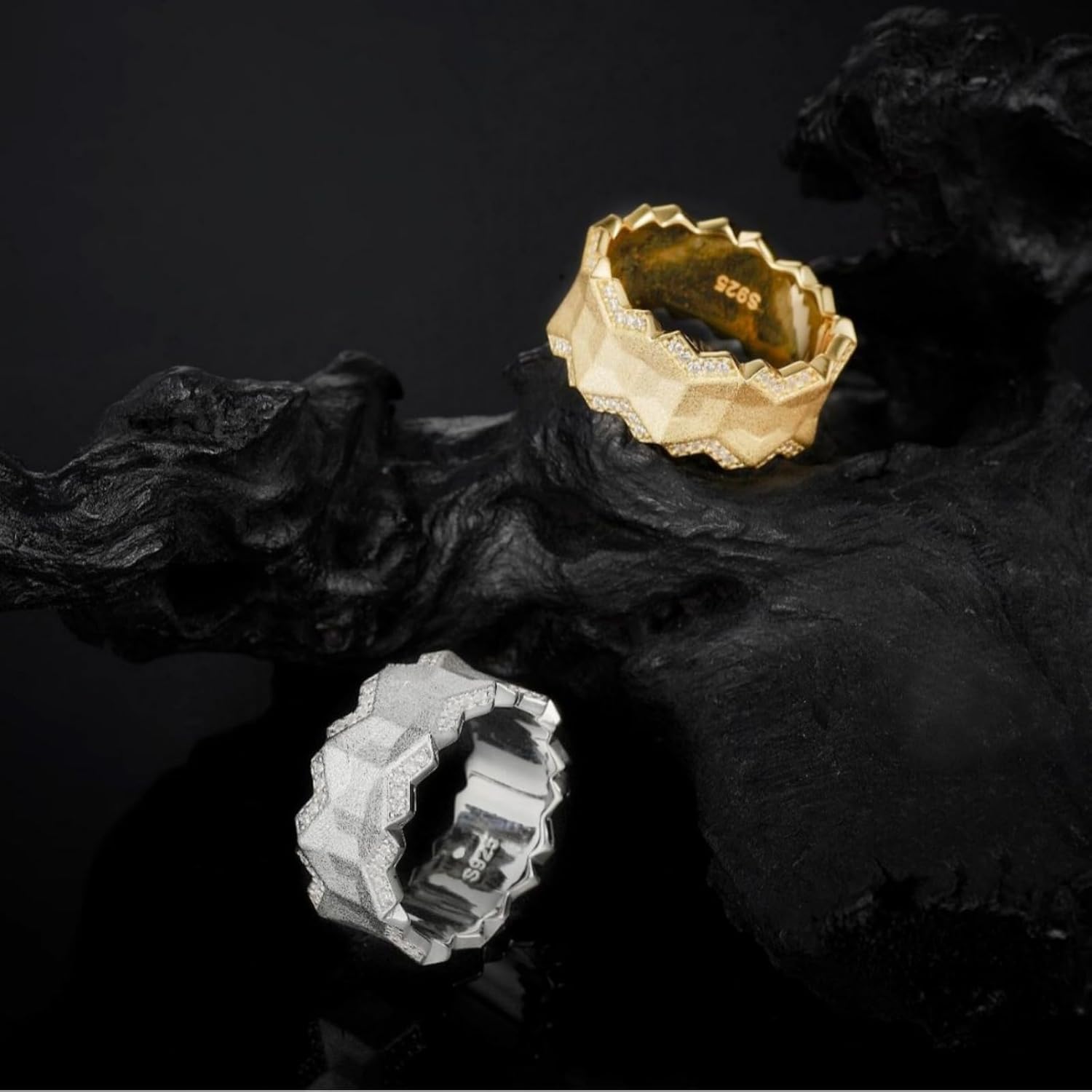 K18CG ストラータ ダイヤモンド ハーフエタニティ リング ヘアーライン